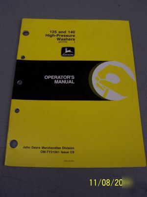John deere dealers manual 125 140 high pressure washer