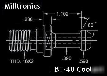 Milltronics cnc bt-40 coolant retention knobs