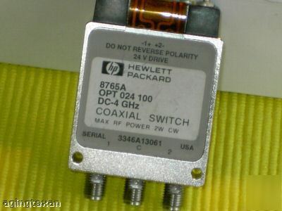 Hp model 8765A coaxial switch w/opt 024 100 