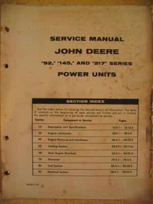 John deere 114W 116W 323W 99 12 engine service manual