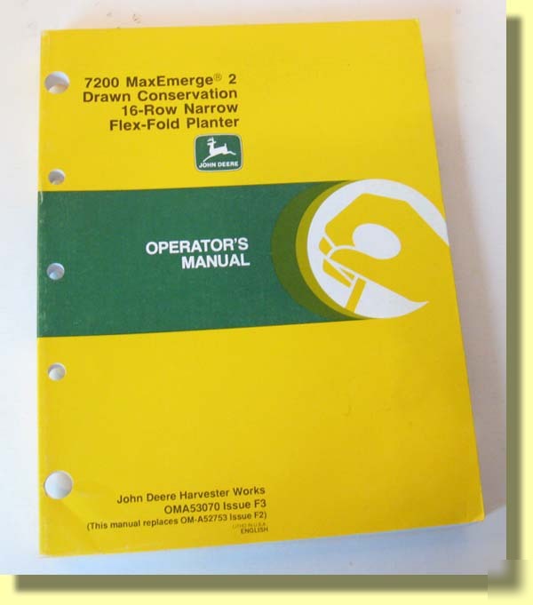 John deere manual 7200 maxemerge 2 flex fold planter
