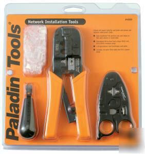 Network installation kit w/ stripper, punch & crimper
