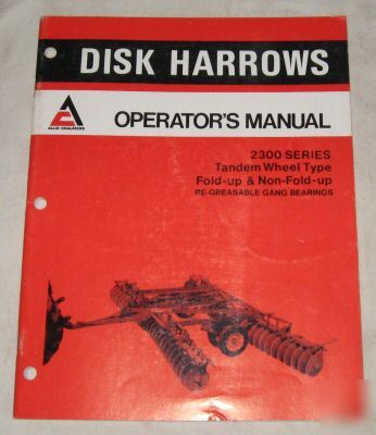  allis-chalmers 2300 disk harrows operator's manual 