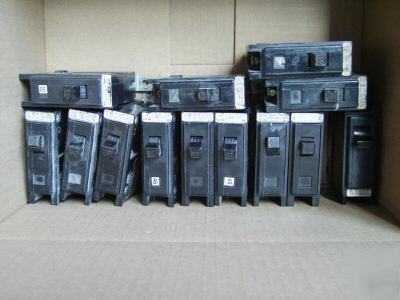 Assort. 13 westinghouse quick lag breakers 1P 120/240V