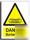 Barbed wire sign--adh.vinyl-300X400MM(wa-077-am)