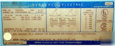 General electric multi tap 15 kva transformer::