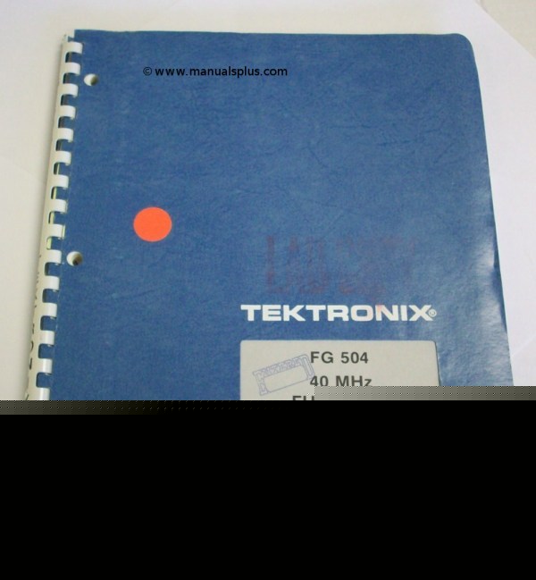 Tektronix fg 504 function generator op serv manual