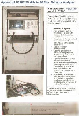 Agilent 8720B 130MHZ to 20GHZ network analyzer