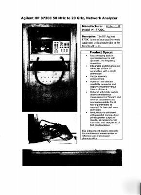 Agilent 8720B 130MHZ to 20GHZ network analyzer