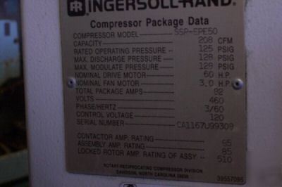 Ingersoll rand ssr-EPE50 air compressor 201 cfm