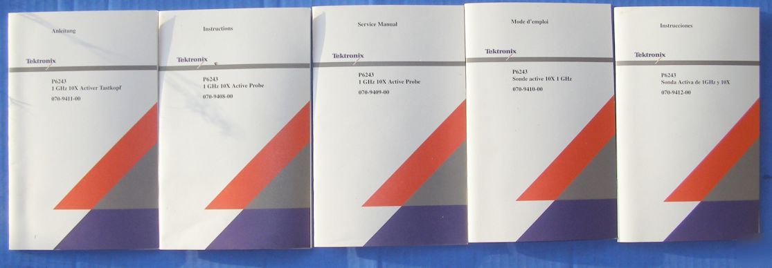 Tektronix P6243 1GHZ 10X active probe five manual set