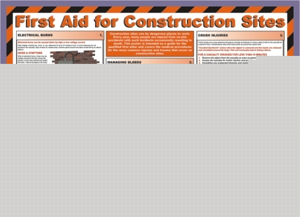 59CM x 42CMS first aid for building sites safety poster