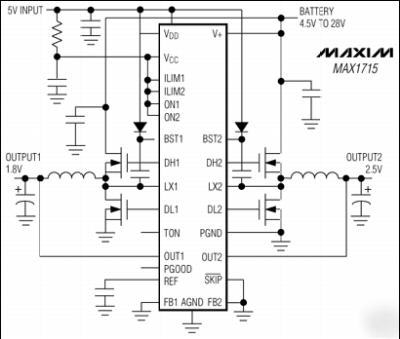 Maxim MAX1715 dual step down controller for notebooks
