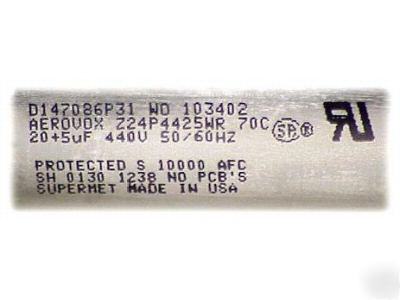 New (5) aerovox motor run 20+5 mfd 440 vac capacitor