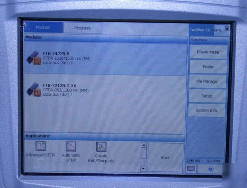 Exfo ftb-200 w/ ftb-7423B sm otdr & ftb-7212B mm otdr