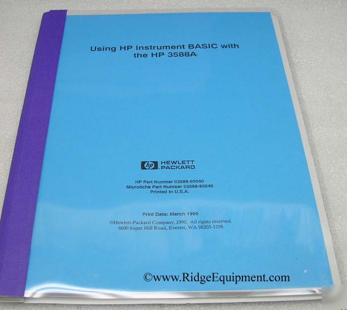 Hp 3588A hp instrument basic instruction manual