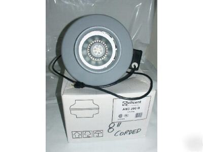  8 inch 635 cfm elicent inline fan w/power cord