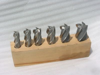 6 pcs 4 flute 3/4 shank hss bridgeport end mills set 