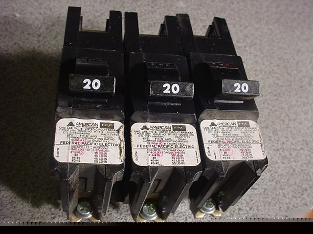 New federal pacific bolt-in 20 amp circuit breakers(3)