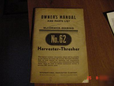 Ih international harvester thresher owner's manual