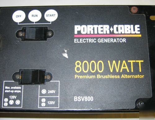 Porter-cable BSV800 8,000 watt generator power panel