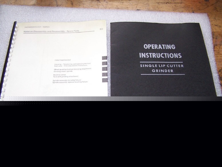 Deckel so tool cutter grinder operating service manual