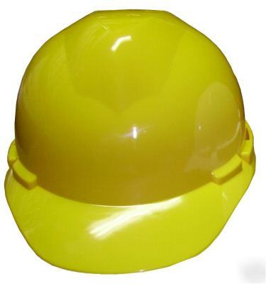 Deluxe yellow hard hat 6PT pinlock nylon sus lot of 12