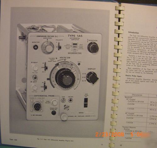 1A5 differential amplifier plug-in includes schematics