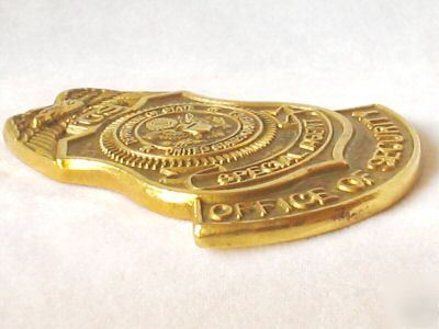 Brass dept of state special agent office security badge
