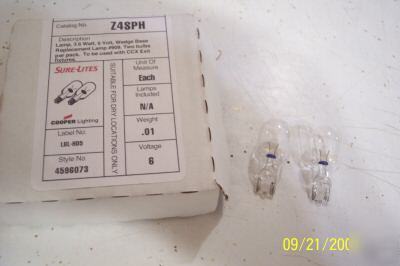 Pack of 2 exit light bubles 3.6W 6V sure-lites Z4SPH 