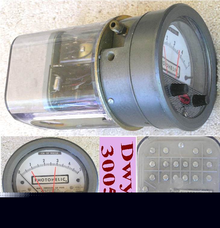 Photohelic meter assembly dwyer inst 3005C cm of water
