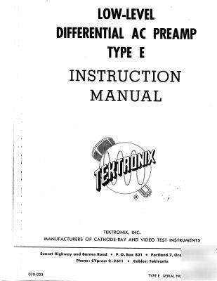 Tek tektronix type e operation & service manual