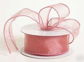 7/8 in 10 yd colonial rose organza ribbon w/ wire edge
