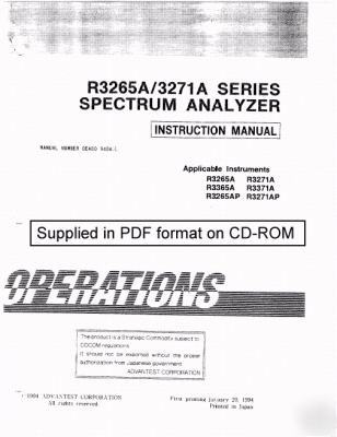 Advantest R3265A R3271A R3365A instruction (opr) manual