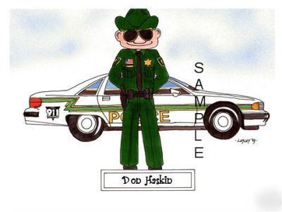 Personalized sherrif / police cartoon