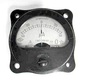 Rare russian analog 50-0-50 micro amper panel meter 