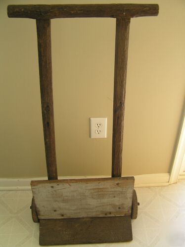 Antique wood dolly handmade medal wheels lehigh valley