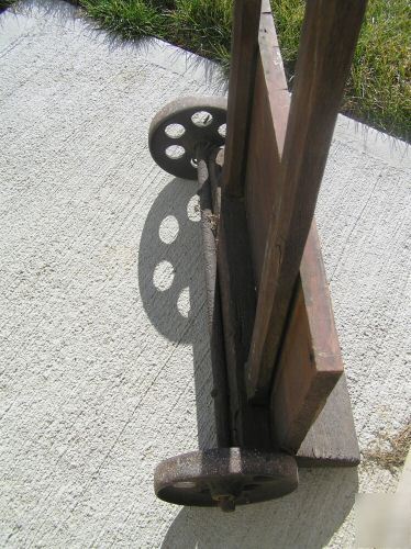 Antique wood dolly handmade medal wheels lehigh valley