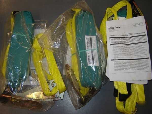 Lot of 3 msa fp lanyard with integral shock absorber 