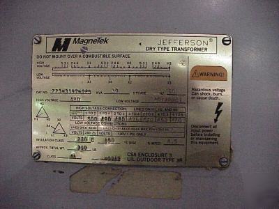 Magnetek jefferson duty electric transformer â€“ dry type