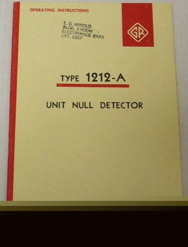 Gr 1212-a unit null detector op/svc manual - $5 ship 