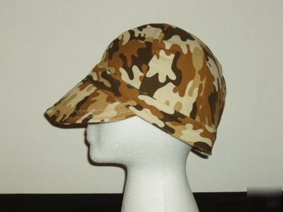 Welding cap in brown & natural camo