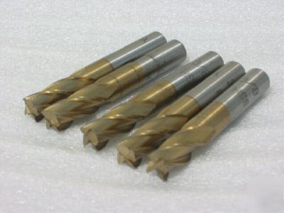 5PC hss tin coated 4 flute 7/16