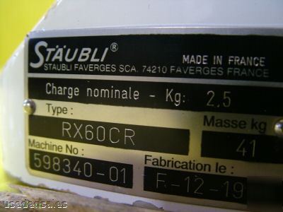 Staubli robot arm assembly RX60CR