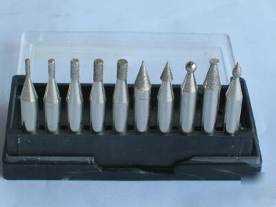 10 pc 1/4 shank diamond mounted point grinding tool set