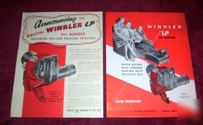 2 vintage 1948 winkler oil burner brochures, heating 