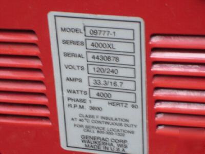Generac 4000XL portable gas powered generator