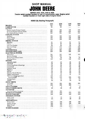 John deere 4030 thru 4630 tractor workshop manual