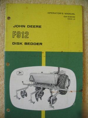 John deere F912 89 disk bedder operator manual