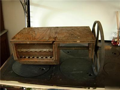 Old farm feed hand made crank corn separator machine